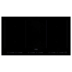 Smeg SIM693WLDX Dolce Stil Novo Induction Hob, Black/Stainless Steel